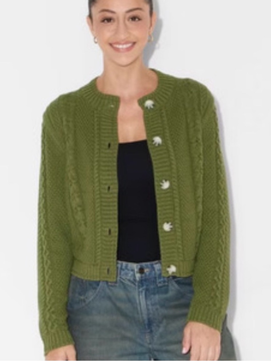 Wild Fable Olive Green Cable Knit Button-Front Women's Sweater M